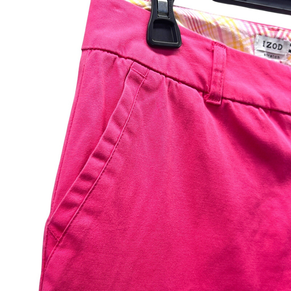Izod Stretch Fuchsia Pink Crop Capri Pants Size 4 Beach Coastal Summer Preppy - Picture 4 of 7